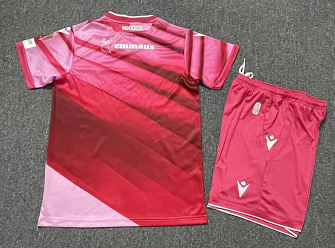 25-26 Bolton Wanderers Football Club 2nd Away Pink Kid/Youth Soccer Uniform-7809