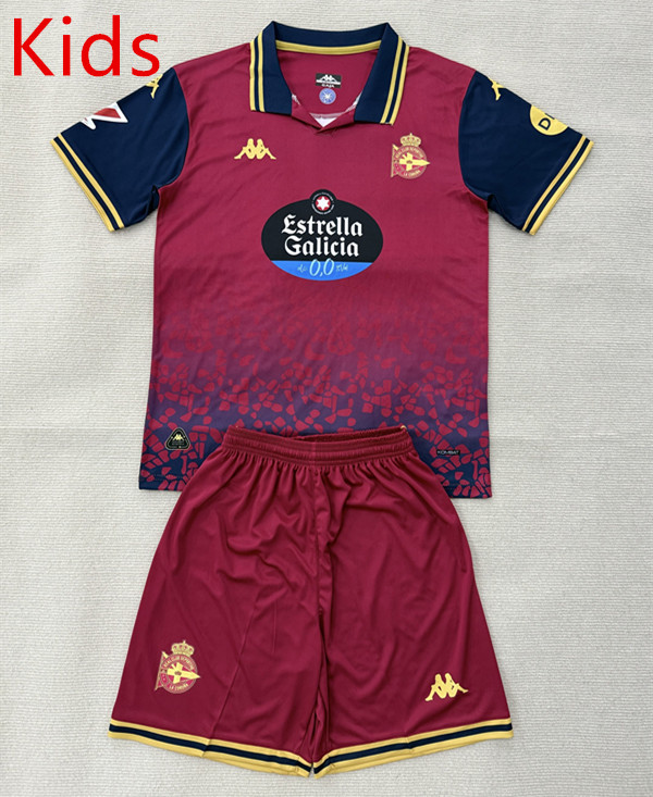 25-26 Deportivo La Coruña Away Red Kids/Youth Soccer Uniform-AY