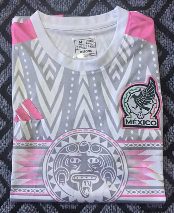 25-26 Special Version Mexico Pink&Gray Thailand Soccer Jersey AAA-7209