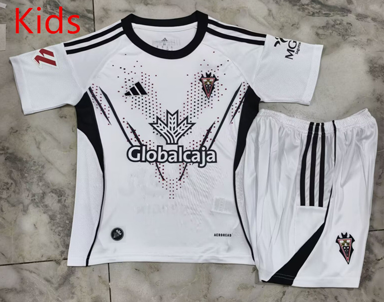 25-26 Albacete Balompié Home White Kids/Youth Soccer Uniform-4193