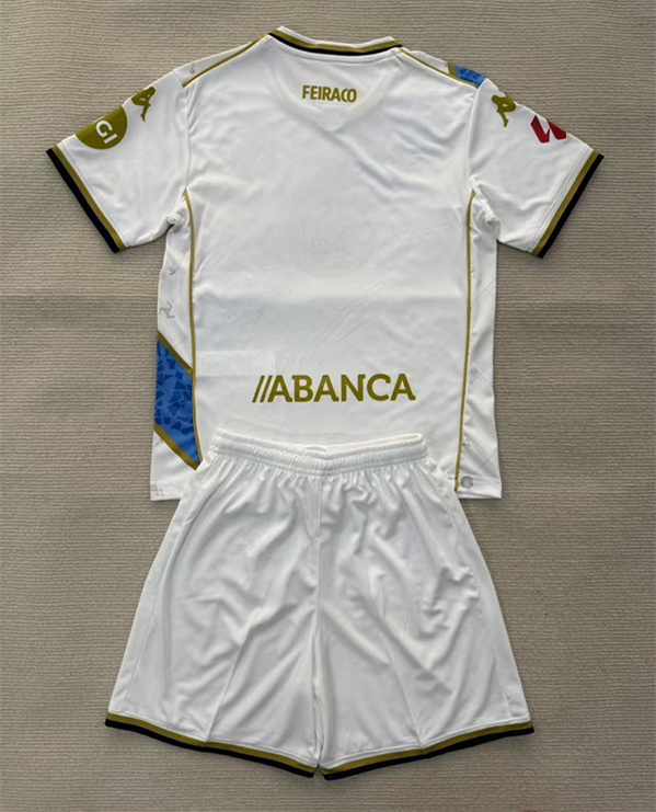 2025-2026 Deportivo La Coruña 2nd Away White Kids/Youth Soccer Uniform-AY