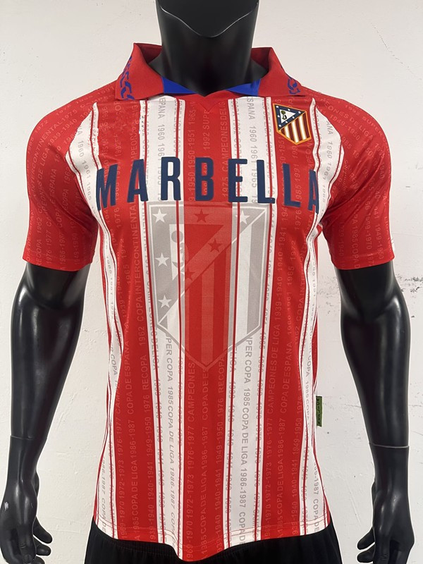 Retro Version 95-96 Atlético Madrid Home Red&White Thailand Soccer Jersey-3685