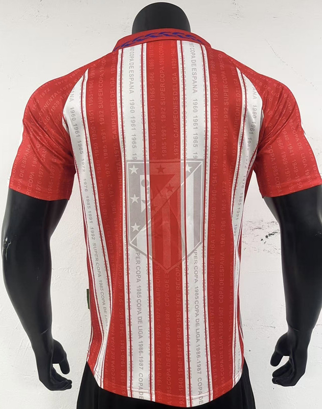 Retro Version 95-96 Atlético Madrid Home Red&White Thailand Soccer Jersey-3685