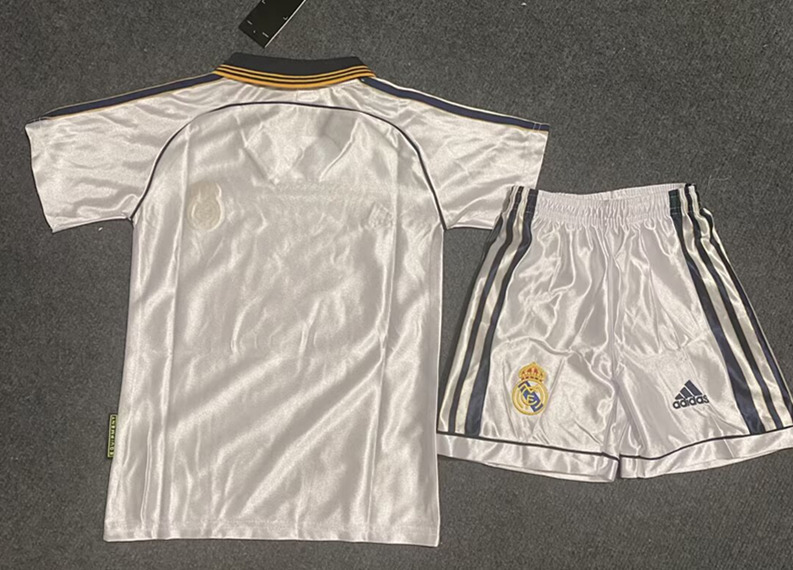 Retro Version 99-00 Real Madrid Home White Kids/Youth Soccer Uniform-5074