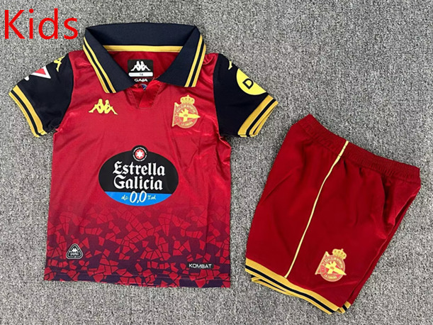 25-26 Deportivo La Coruña Away Red Kids/Youth Soccer Uniform-7809