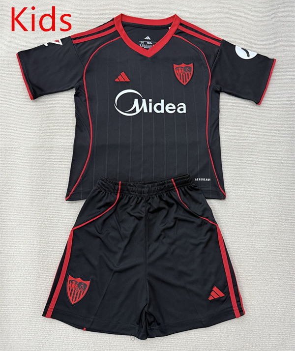 25-26 Sevilla 2nd Away Black Youth/Kids Soccer Uniform-AY