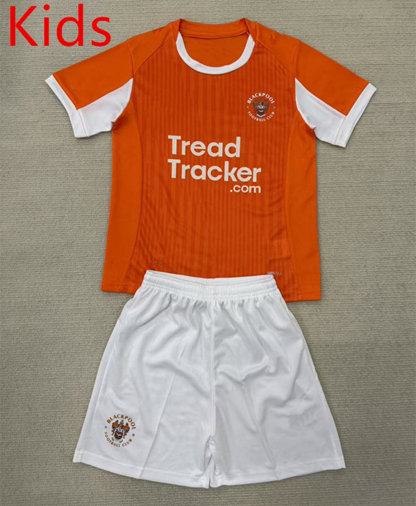 2025-2026 Blackpool Home Orange Kids/Youth Soccer Uniform-AY