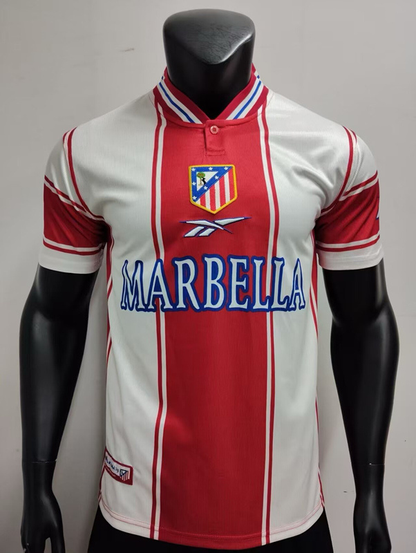 Retro Version 99-00 Atlético Madrid Home Red&White Thailand Soccer Jersey-9662