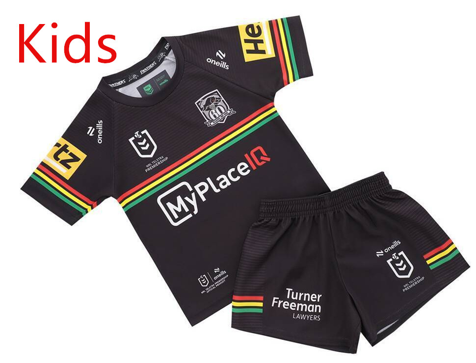 2026 Panthers Home Black Kid/Youth Rugby Uniform