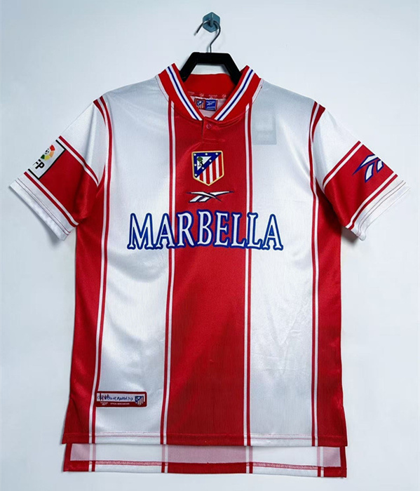 Retro Version 99-00 Atlético Madrid Home Red&White Thailand Soccer Jersey-811