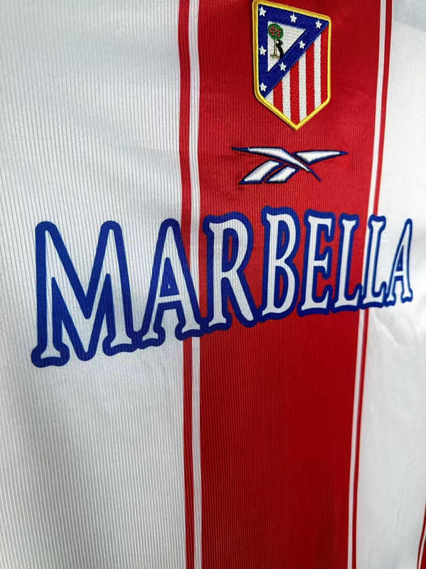 Retro Version 99-00 Atlético Madrid Home Red&White Thailand Soccer Jersey-811