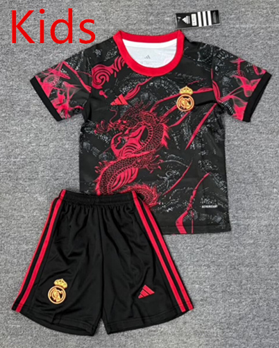 25-26 Special Edition Real Madrid Red&Black Kids/Youth Soccer Uniform-4247
