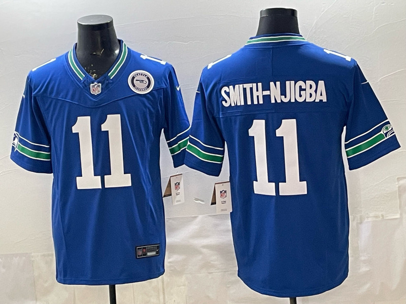 (Logo3) Seattle Seahawks Retro 3 Generations Blue #11 NFL Jersey-0840