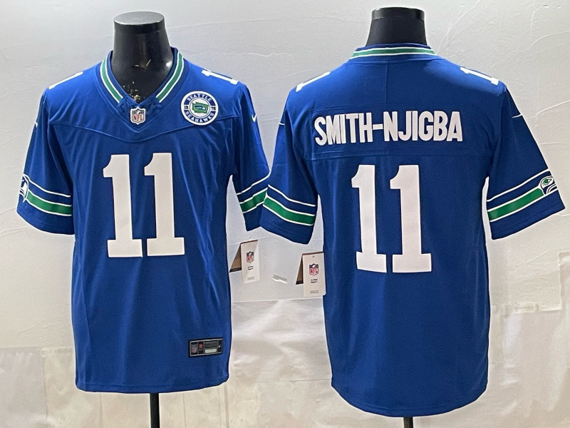 (Logo1) Seattle Seahawks Retro 3 Generations Blue #11 NFL Jersey-0840
