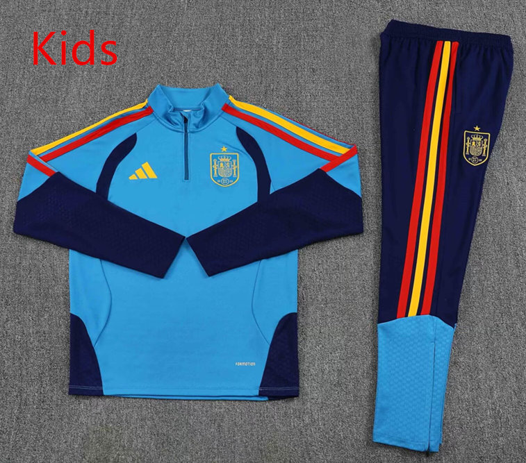 26-27 Spain Lightl Blue Kids/Youth Soccer Tracksuit-2315