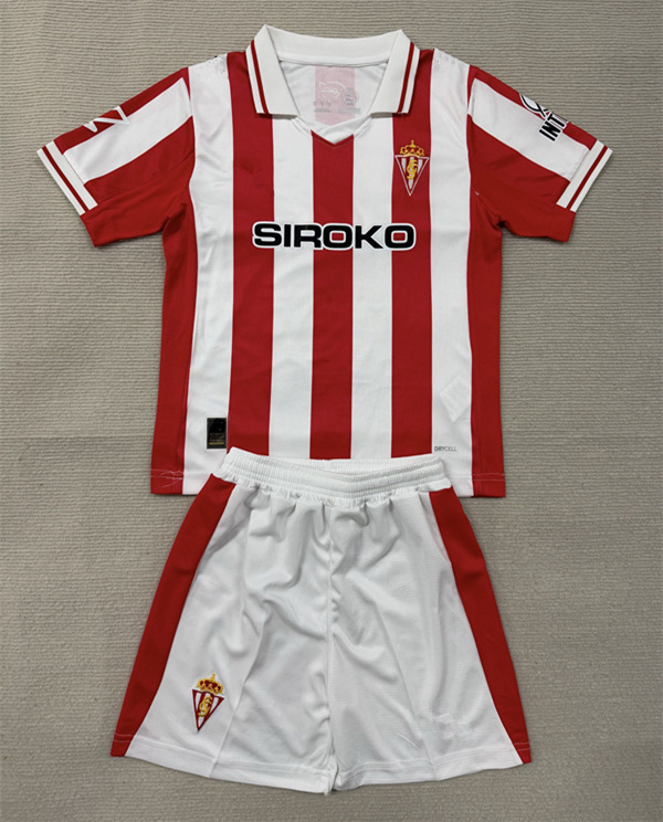 25-26 Sporting de Gijón Home Red&White Soccer Uniform-AY