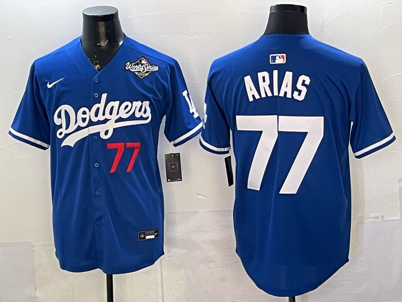(Logo7) Los Angeles Dodgers Blue #77 MLB Jersey-0840