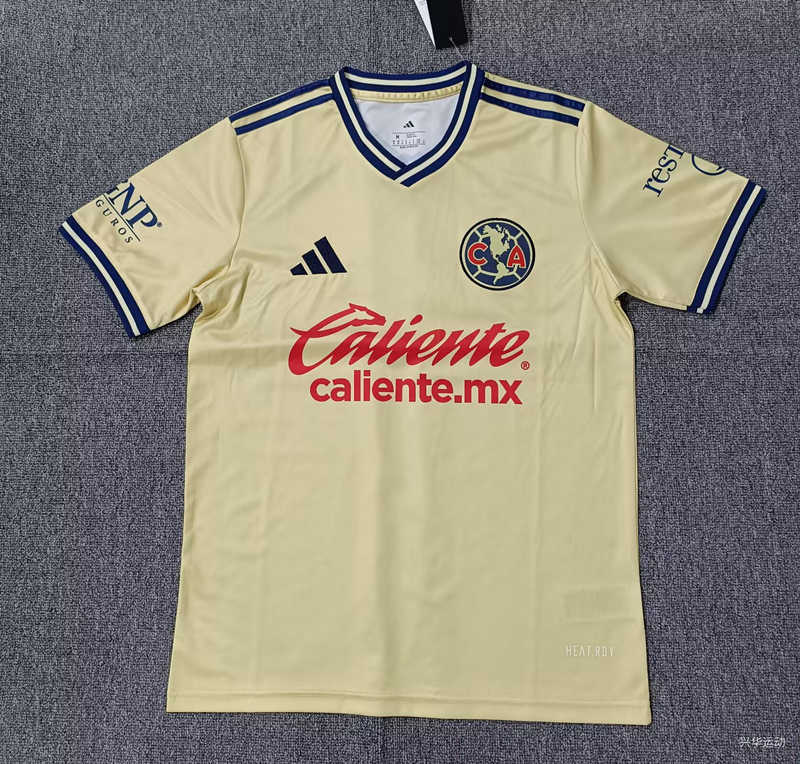 (S-4XL) 26-27 Club América Home Yellow Thailand Soccer Jersey AAA-5378