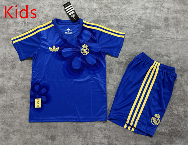 26-27 Year of the Horse Special Edition Real Madrid Blue White Kids/Youth Soccer Uniform-4506