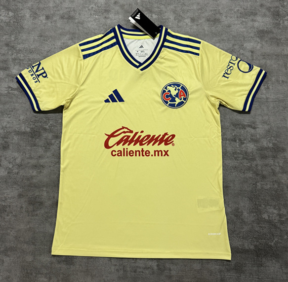 (S-4XL) 26-27 Club América Home Yellow Thailand Soccer Jersey AAA-4506