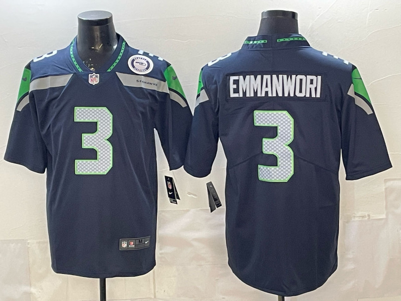 (Logo2) Seattle Seahawks Blue #3 NFL Jersey-0840