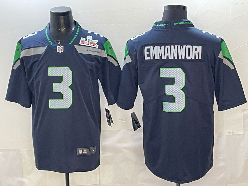 (Logo1) Seattle Seahawks Blue #3 NFL Jersey-0840