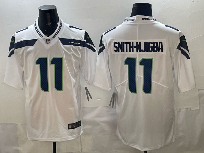 (Logo 1) Seattle Seahawks White #11 NFL Jersey-0840