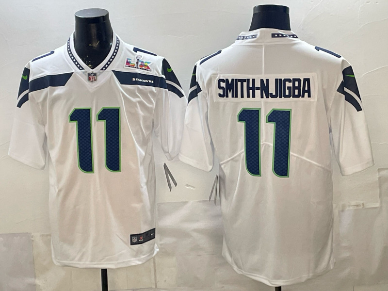 (Logo 2) Seattle Seahawks White #11 NFL Jersey-0840