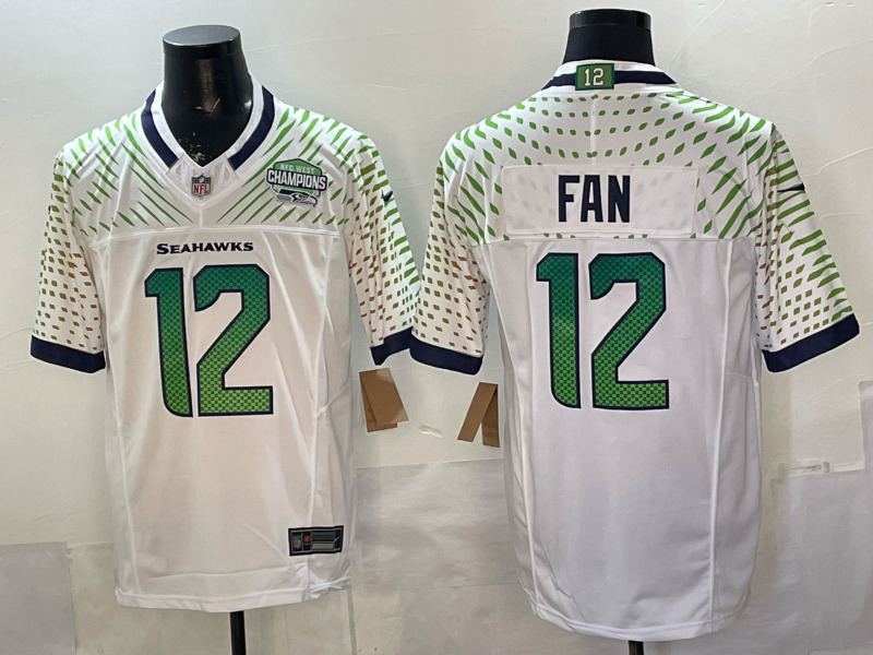 Retro Version Seattle Seahawks 5 Generation White #12 NFL Jersey-0840