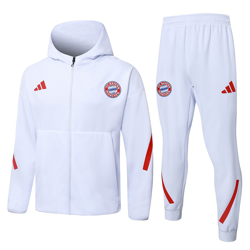 25-26 Bayern München White Soccer Jacket Uniform With Hat -815