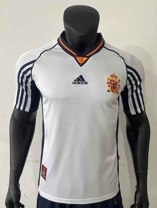 Retro Version 1998 Spain Away White Thailand Soccer Jersey AAA-0871