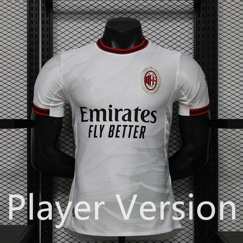 Front view of the Player Version 26-27 AC Milan away white soccer jersey, shown with a clean modern look