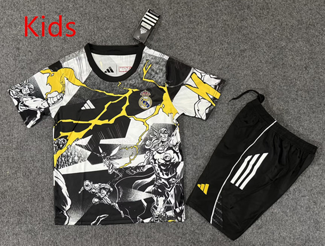 26-27 Special Version Real Madrid Black&White Kids/Youth Soccer Uniform-6748