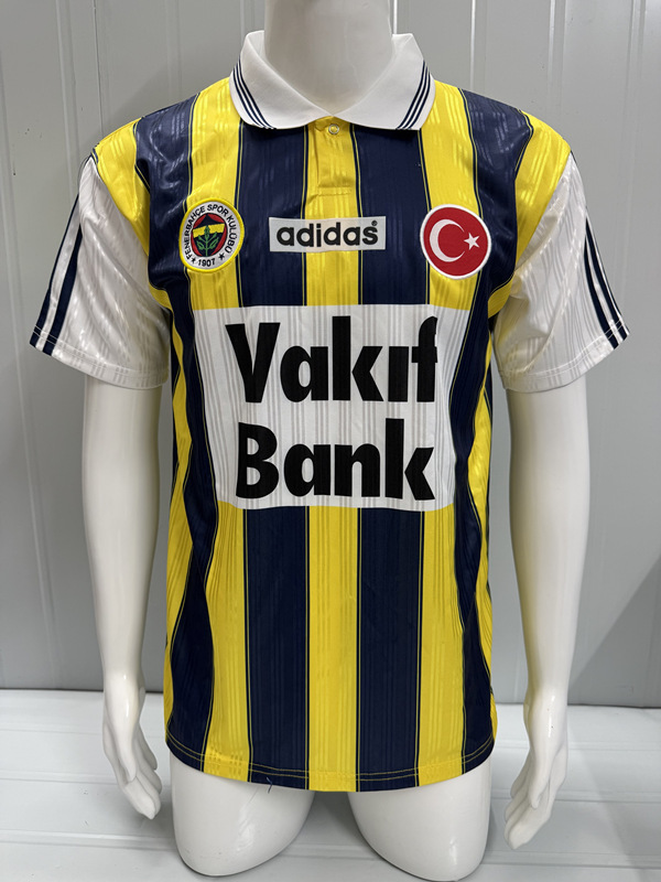 Retro Version 96-97 Fenerbahçe Home Yellow&Blue Thailand Soccer Jersey AAA-503