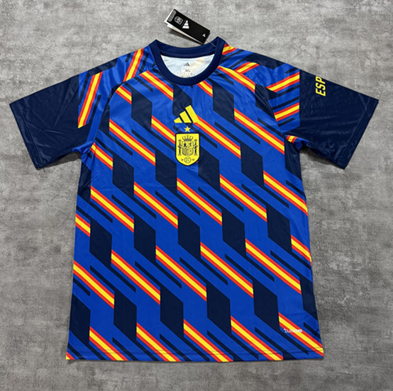 (S-4XL) 26-27 Spain Blue Thailand Soccer Training Jersey-4506