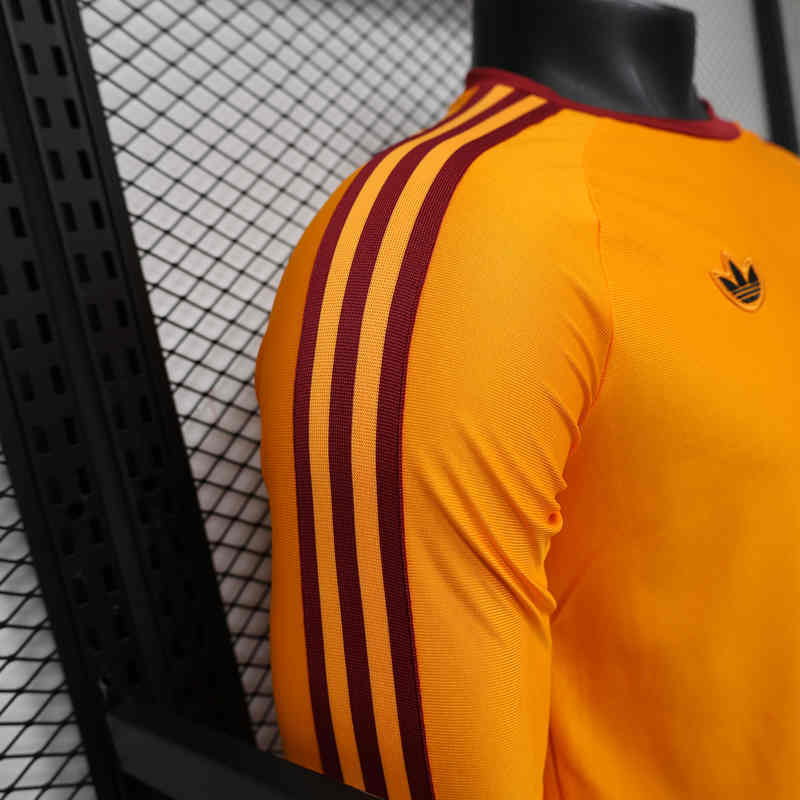 26-27 Player Version Roma Orange LS Thailand Soccer Jersey AAA-888