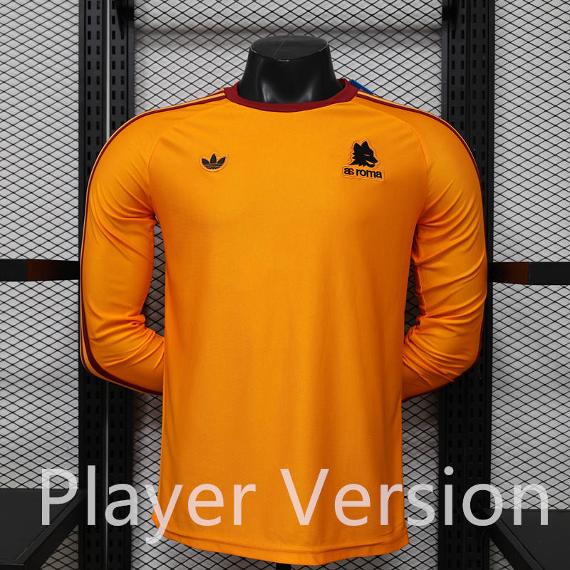 26-27 Player Version Roma Orange LS Thailand Soccer Jersey AAA-888