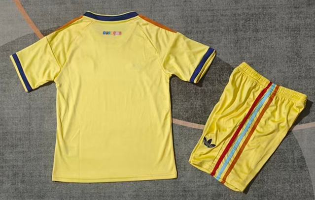 26-27 Curaçaos Voetbalelftal Away Yellow Kids/Youth Soccer Uniform-9484