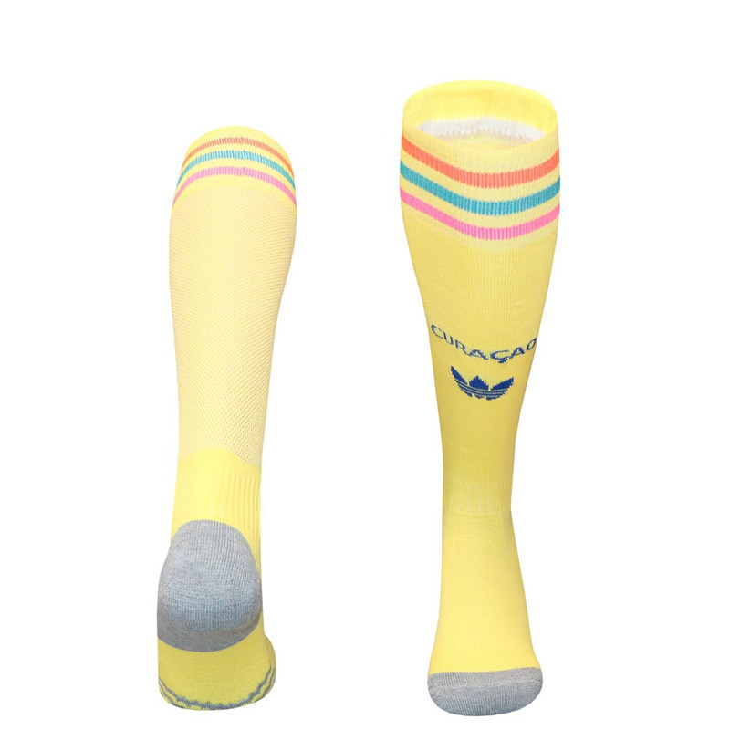 25-26 Curaçaos Voetbalelftal Away Yellow Kids/Youth Thailand Soccer Socks