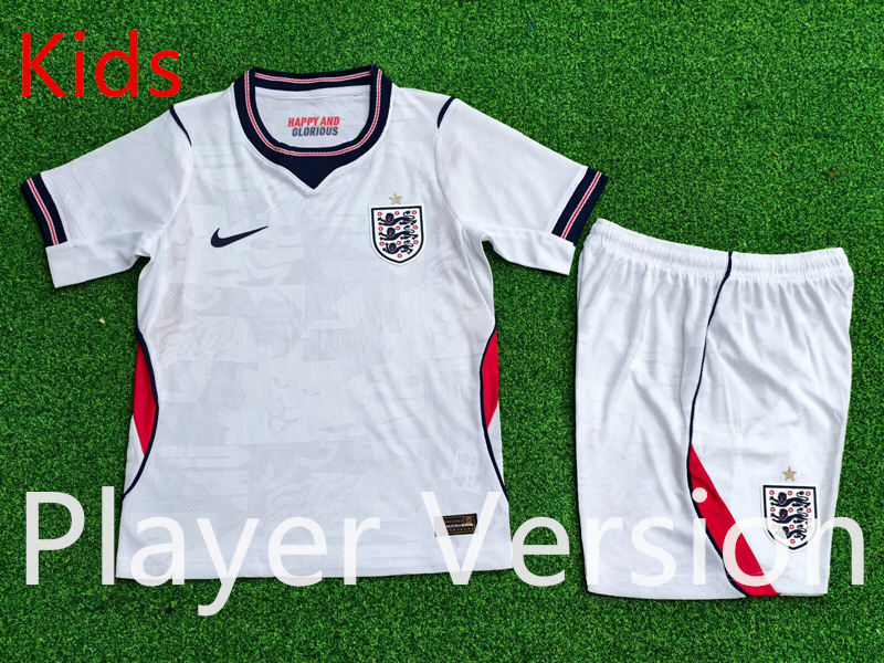 26-27 England Home White Kids/Youth Soccer Uniform-9926