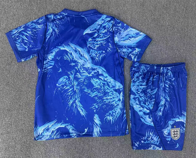26-27 England Goalkeeper Blue Kids/Youth Soccer Uniform-6149