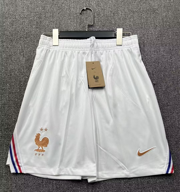 26-27 Correct Version France Home White Thailand Soccer Shorts-2866