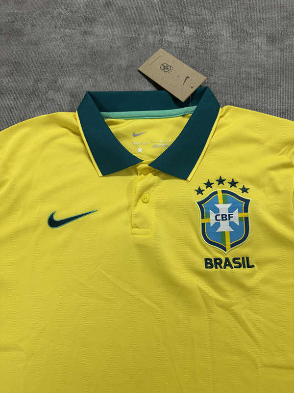 (S-4XL) 2026 Brazil Yellow Thailand Polo Uniform-4506