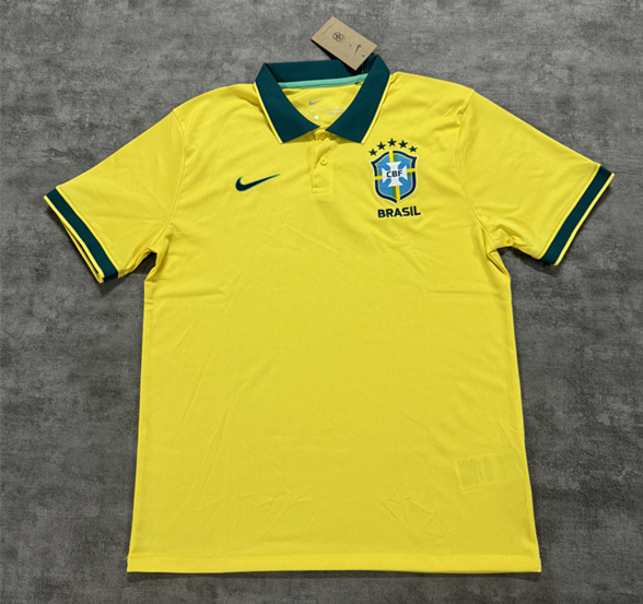 (S-4XL) 2026 Brazil Yellow Thailand Polo Uniform-4506