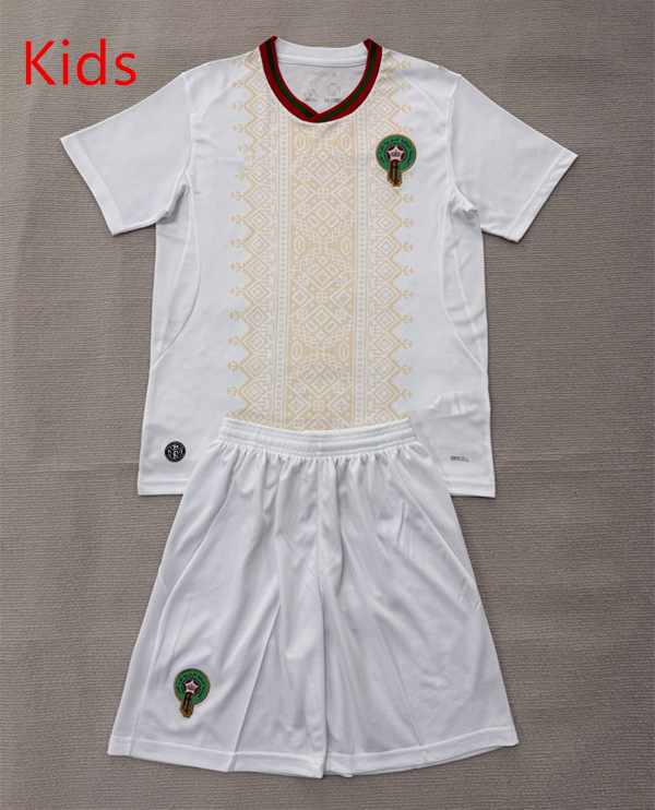 26-27 Morocco Away White Kids/Youth Soccer Uniform-2483