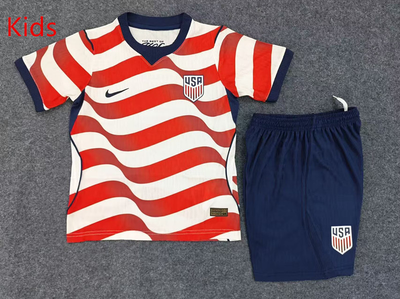 26-27 USA Home Red Kids/Youth Soccer Unifrom-9527