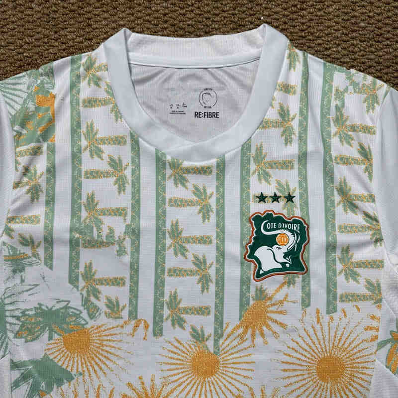 (S-4XL) 26-27 Cote d'Ivoire Away White&Green Thailand  Soccer Jersey AAA-7810