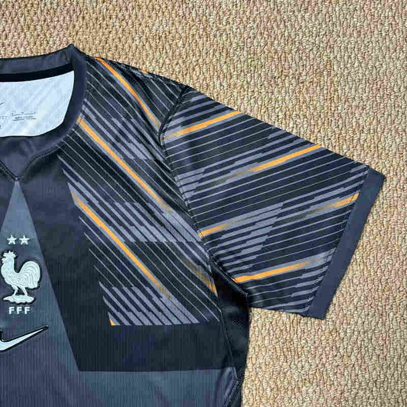(S-4XL) 26-27 France Goalkeeper Black&Orange Thailand Soccer Jersey AAA-7810
