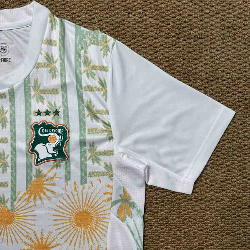 (S-4XL) 26-27 Cote d'Ivoire Away White&Green Thailand  Soccer Jersey AAA-7810