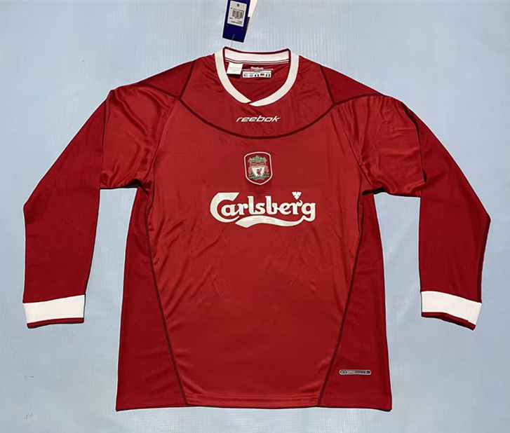 Retro Version 02-04 Liverpool Home Red LS Thailand Soccer Jersey AAA-0664
